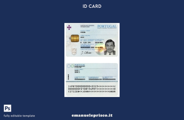 modello di carta d'identità portoghese in stile verificato